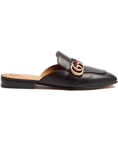 gucci peyton leather backless loafers|Gucci lace up loafers.